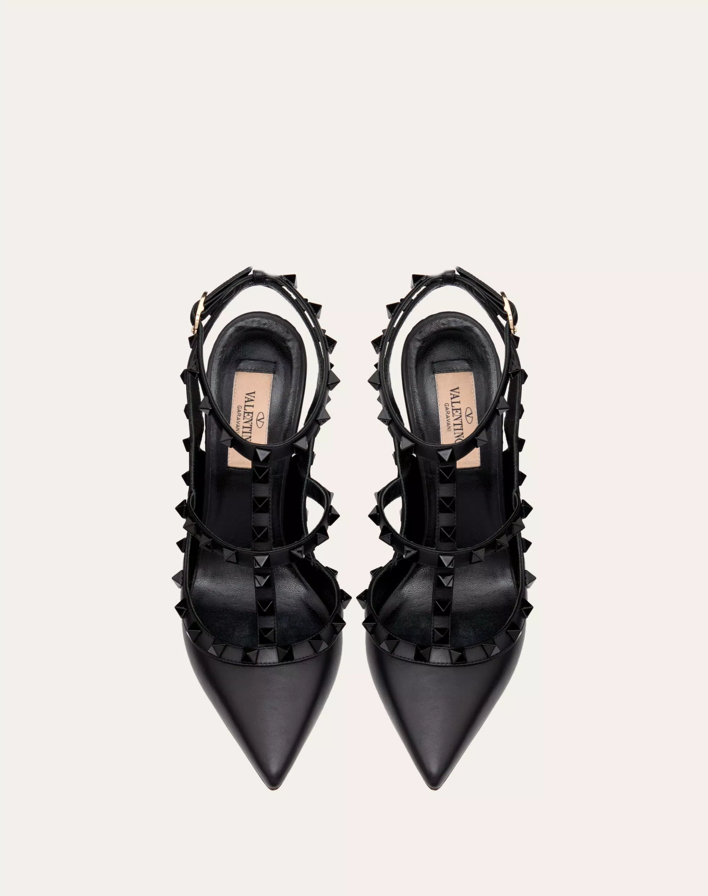 ROCKSTUD ANKLE STRAP PUMP WITH TONAL STUDS 100 MM